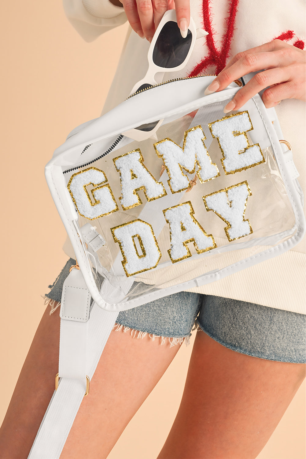 Fiery Red GAME DAY Rugby Football Clear Shoulder Bag