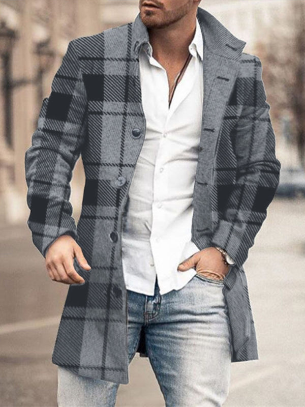 Wool mid-length pocket casual coat