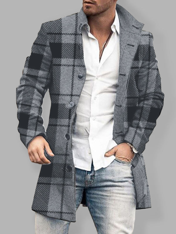 Wool mid-length pocket casual coat