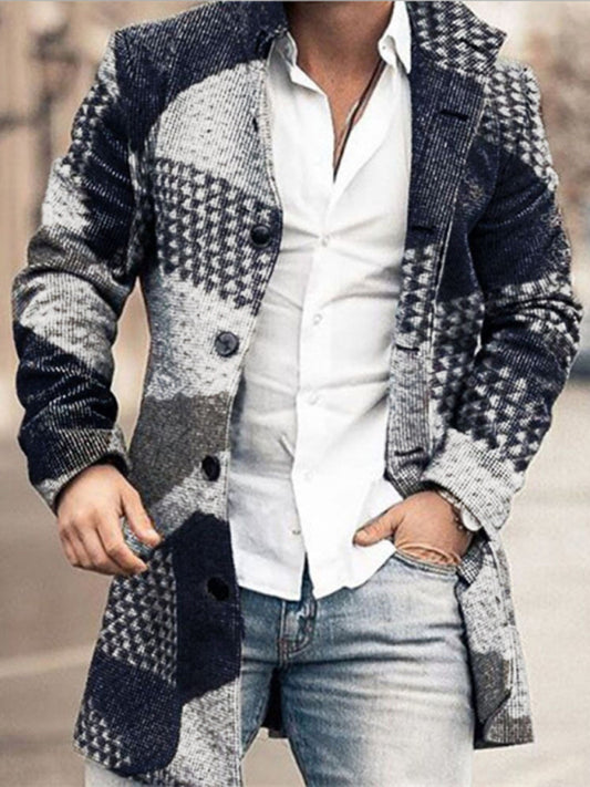 Wool mid-length pocket casual coat