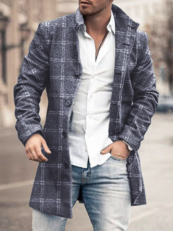 Wool mid-length pocket casual coat