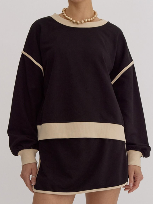 Women's Loose Sweatshirt + Half Skirt Shorts