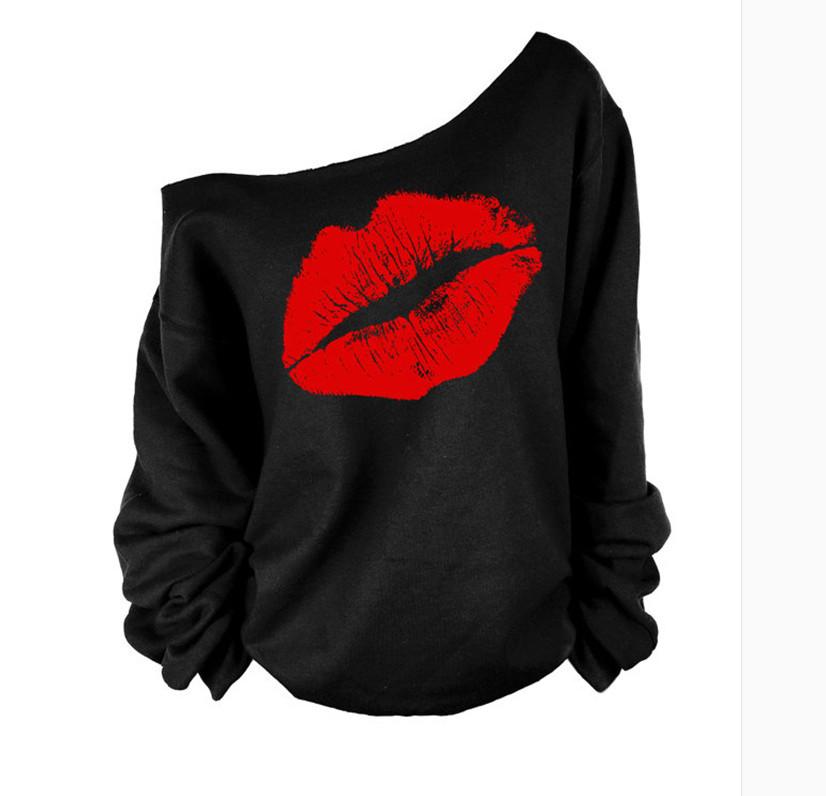 Off The Shoulder Lips Shirt