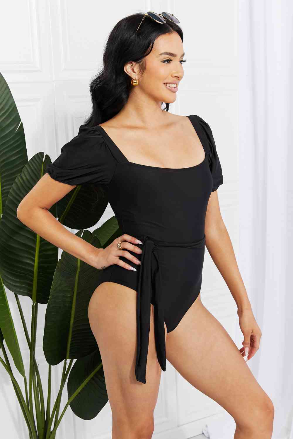 Marina West Swim, Air Puff Sleeve One-Piece