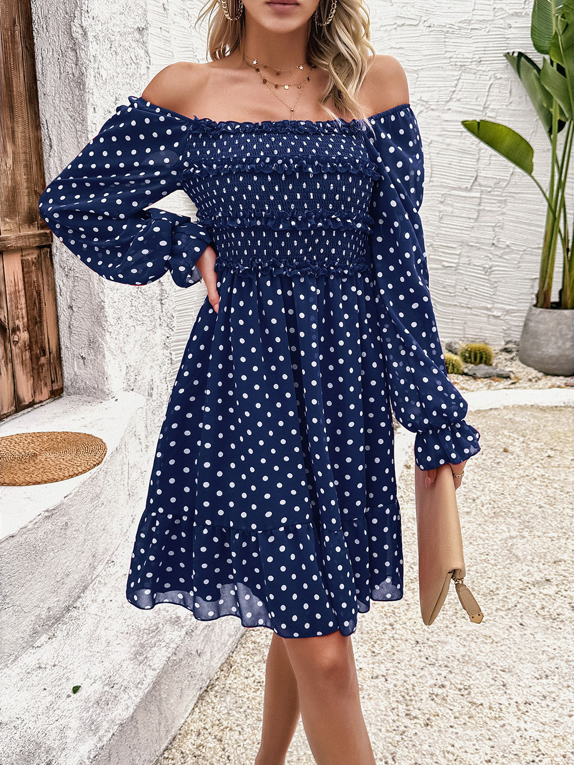 Polka Dot Long Sleeve Dress