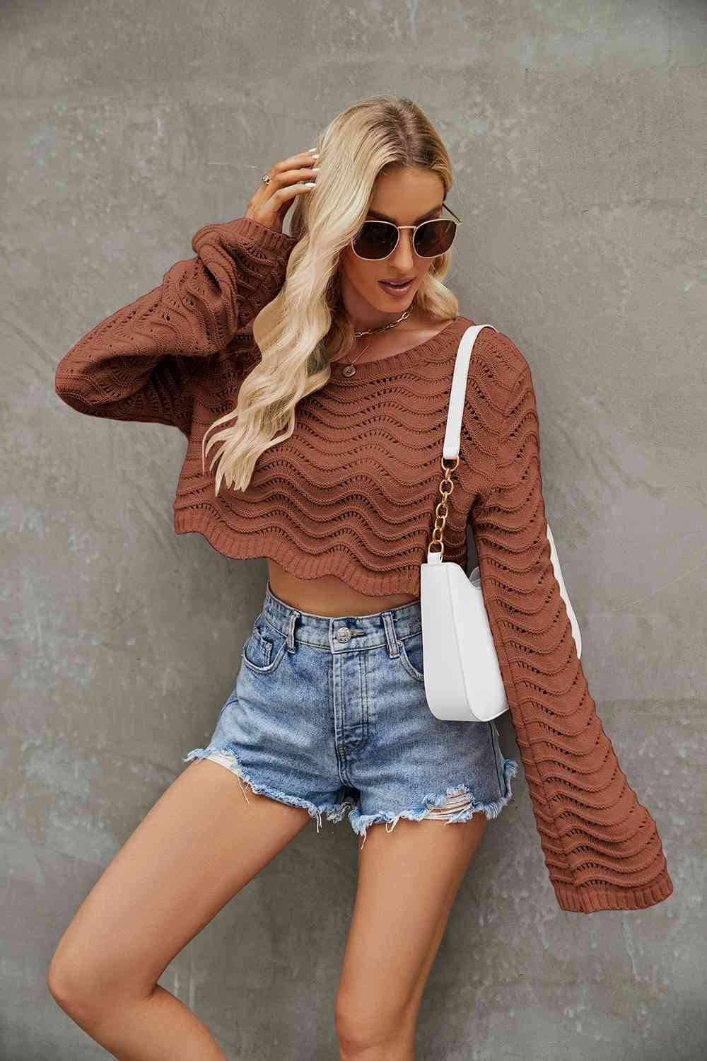 Cropped Openwork Sweater