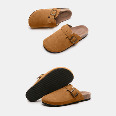 Suede Closed Toe Buckle Slides