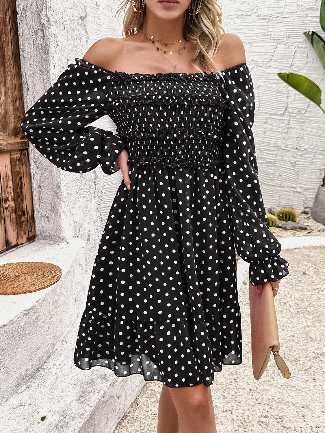 Polka Dot Long Sleeve Dress