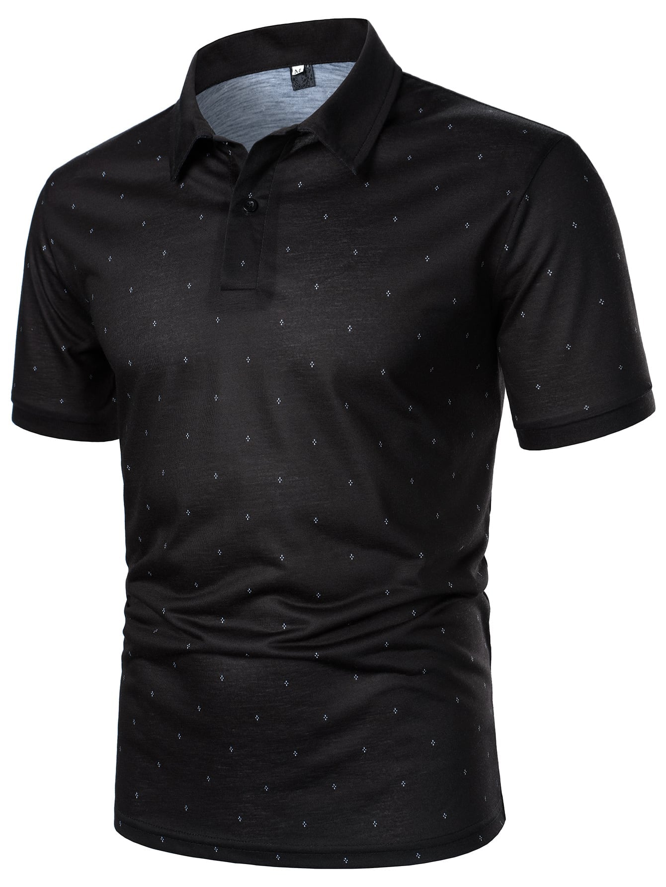 Men Contrast Collar Allover Print Polo Shirt