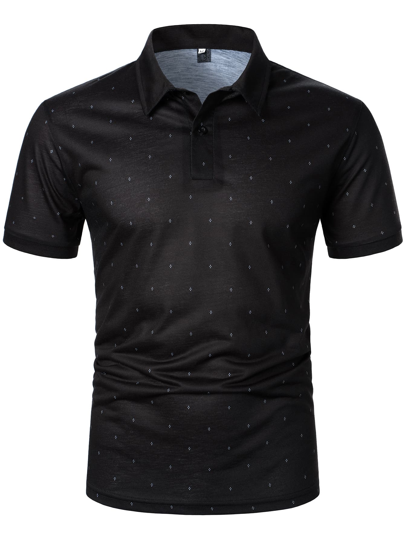 Men Contrast Collar Allover Print Polo Shirt