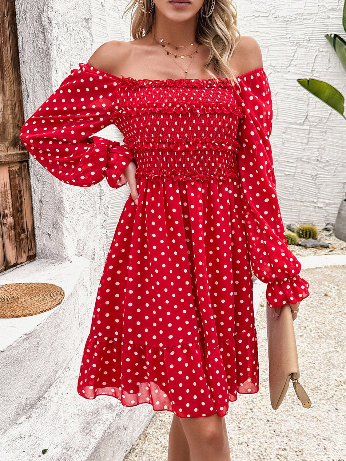 Polka Dot Long Sleeve Dress