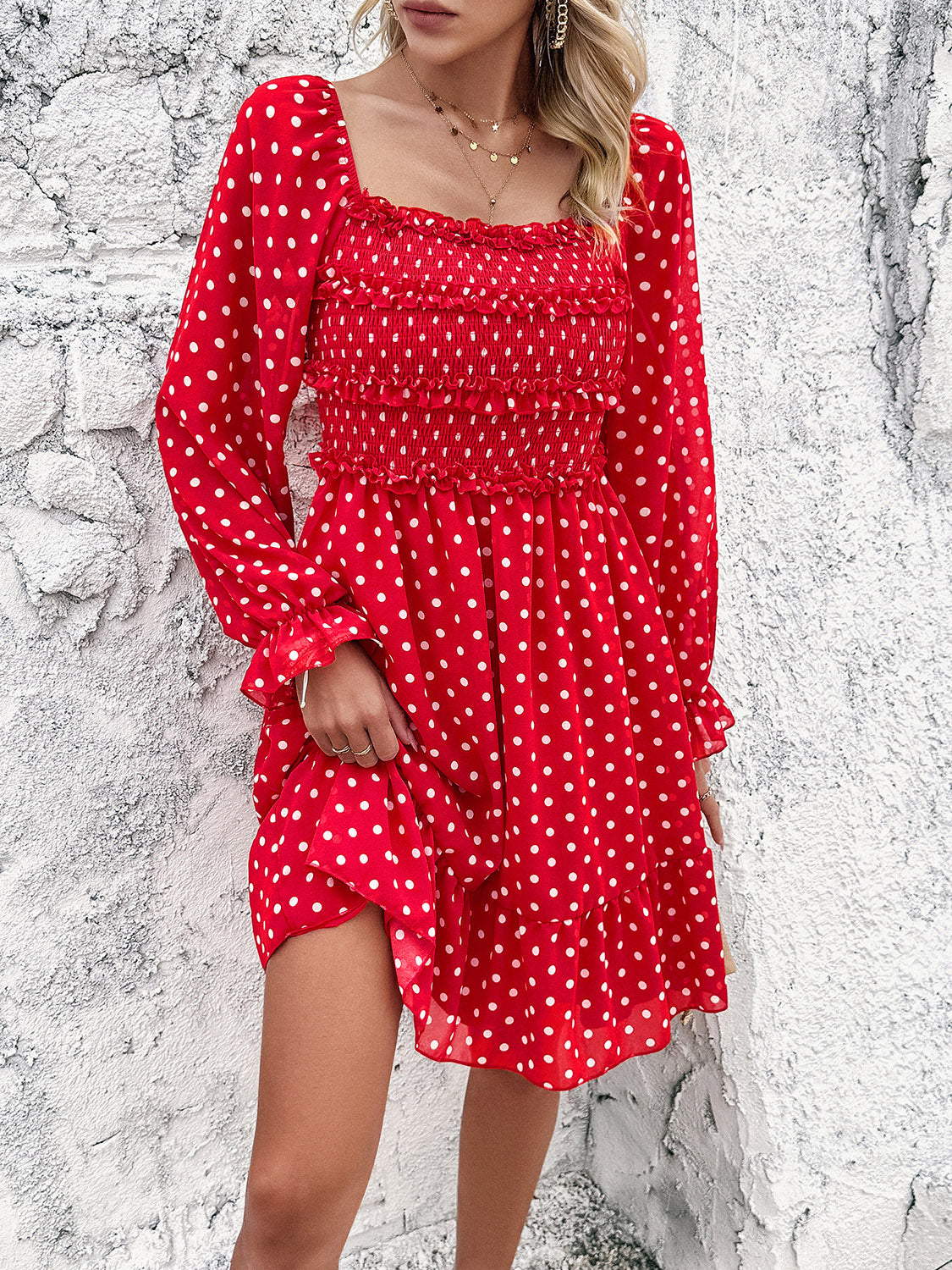 Polka Dot Long Sleeve Dress