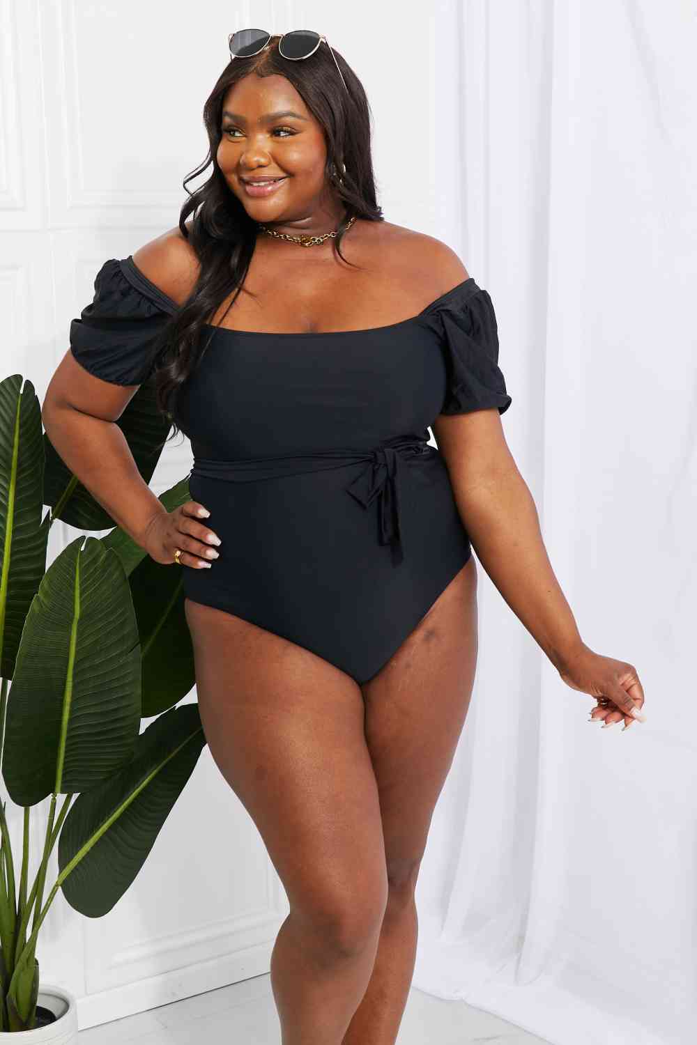 Marina West Swim, Air Puff Sleeve One-Piece