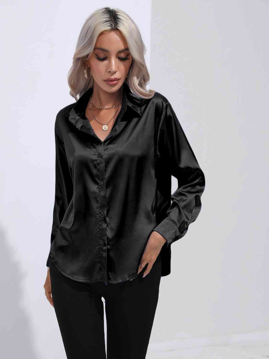 Solid Color Buttoned Long Sleeve Shirt