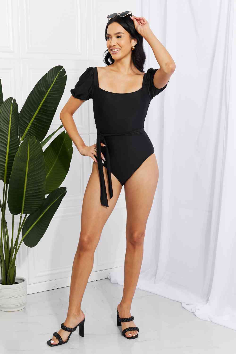 Marina West Swim, Air Puff Sleeve One-Piece