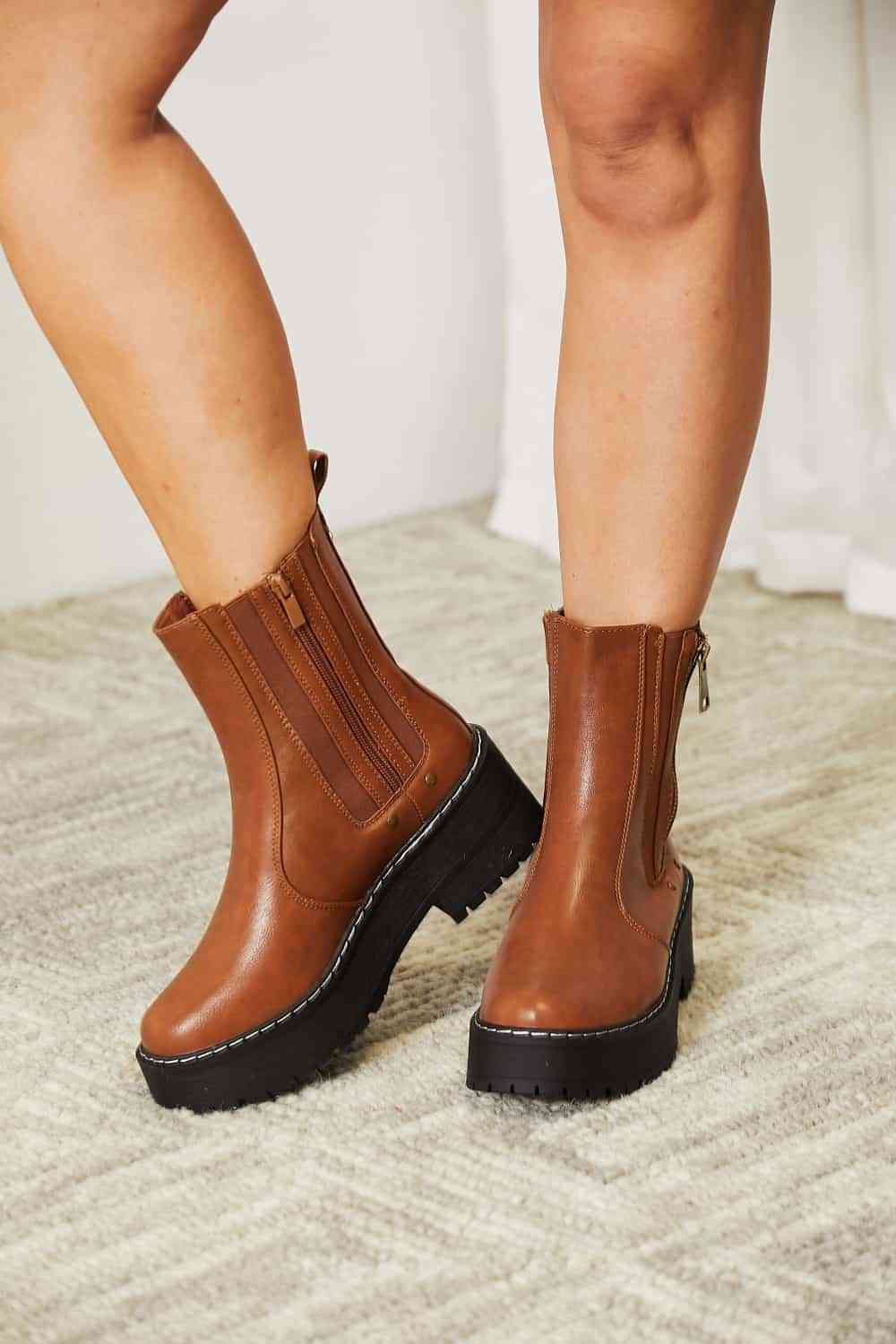 Side Zip Platform Boots