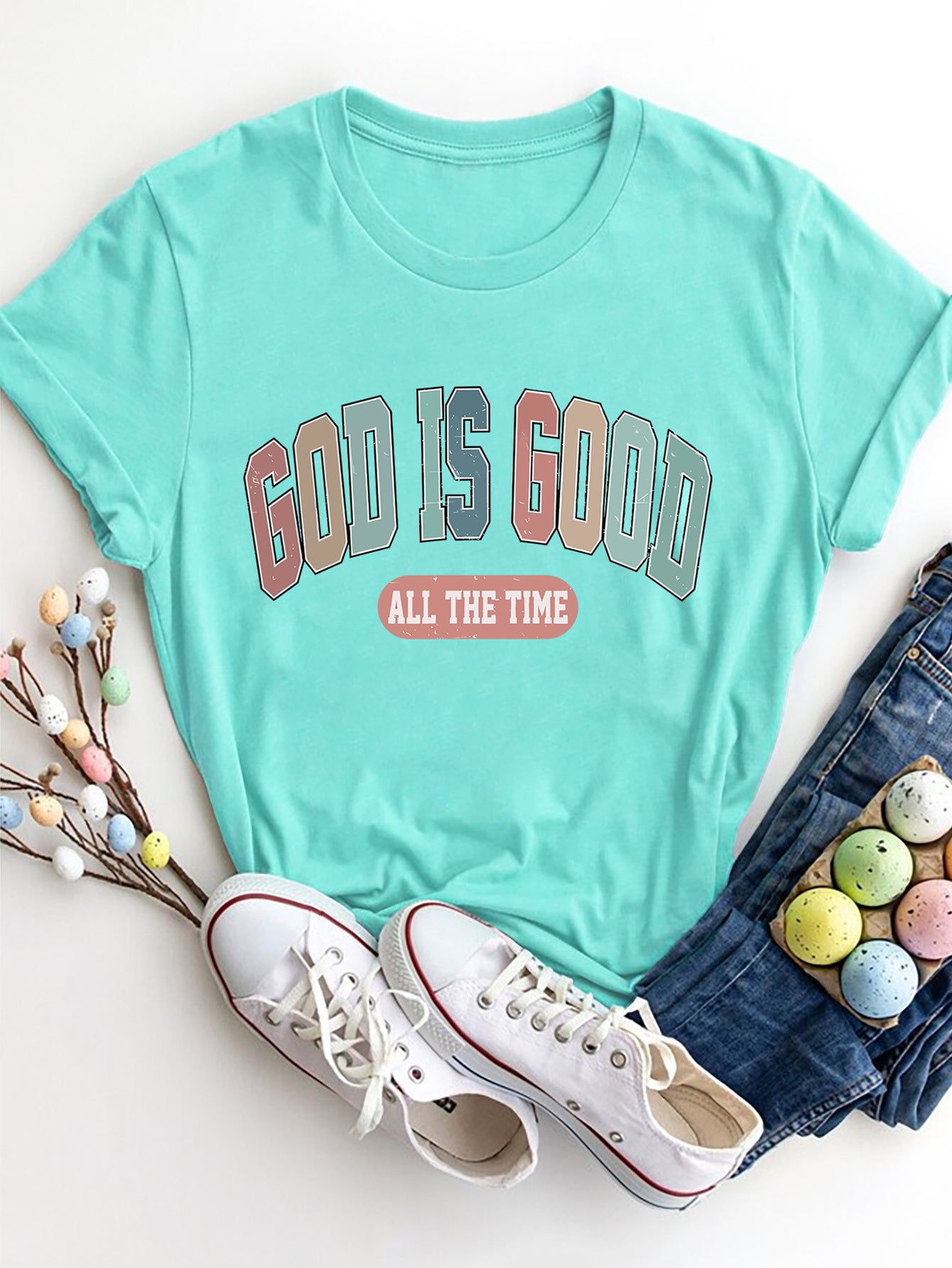 "GOD IS GOOD ALL THE TIME" Round Neck T-Shirt