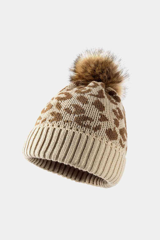 Leopard Pom-Pom Beanie