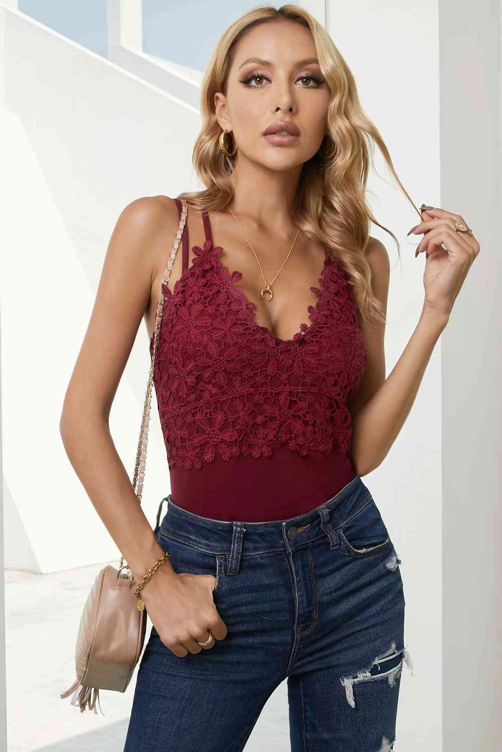 Lace Spaghetti Strap Cami Top