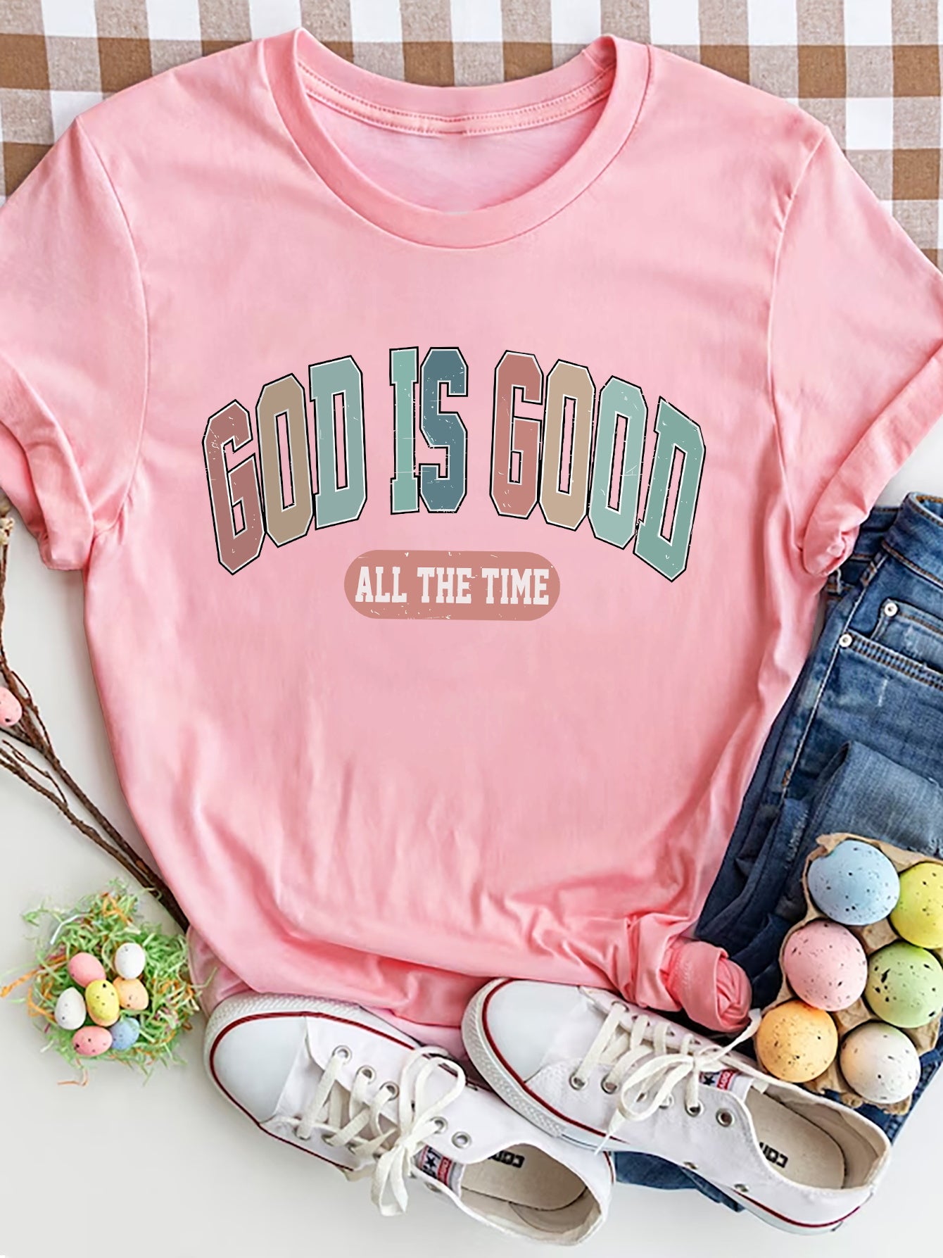 "GOD IS GOOD ALL THE TIME" Round Neck T-Shirt