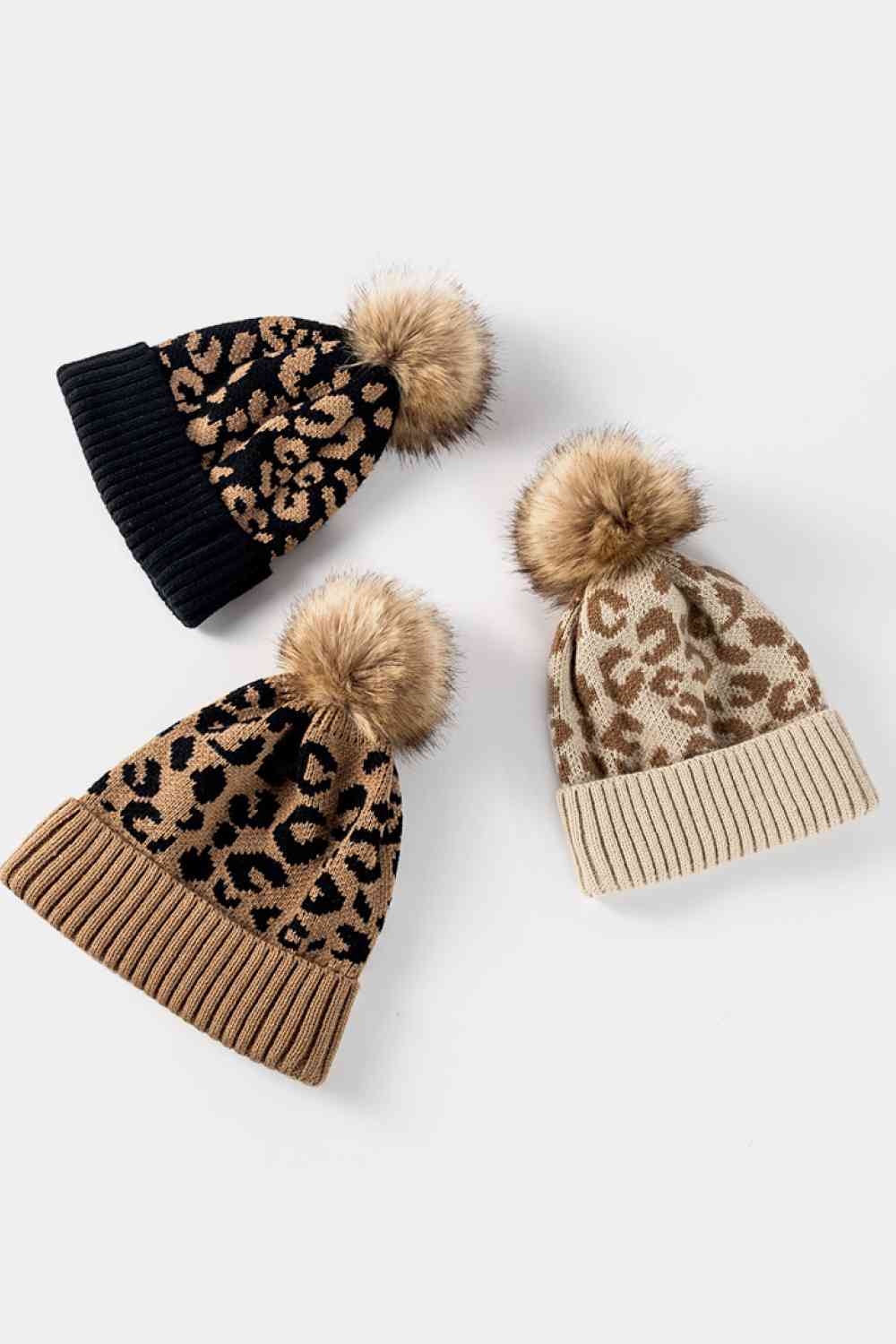 Leopard Pom-Pom Beanie