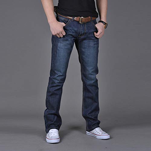 Mens Biker Jeans Casual Fit Straight Leg Denim