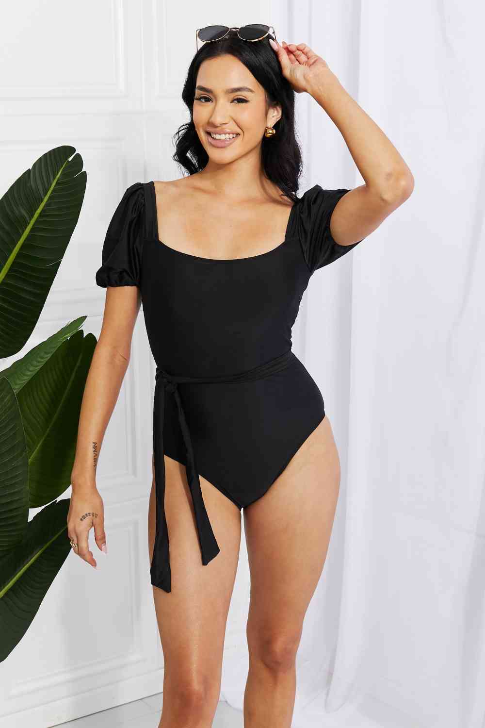 Marina West Swim, Air Puff Sleeve One-Piece