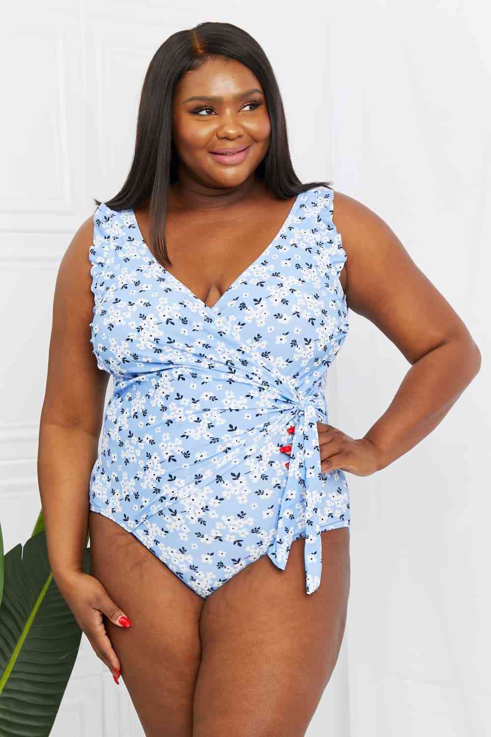 Marina West Swim, Ruffle Faux Wrap One-Piece