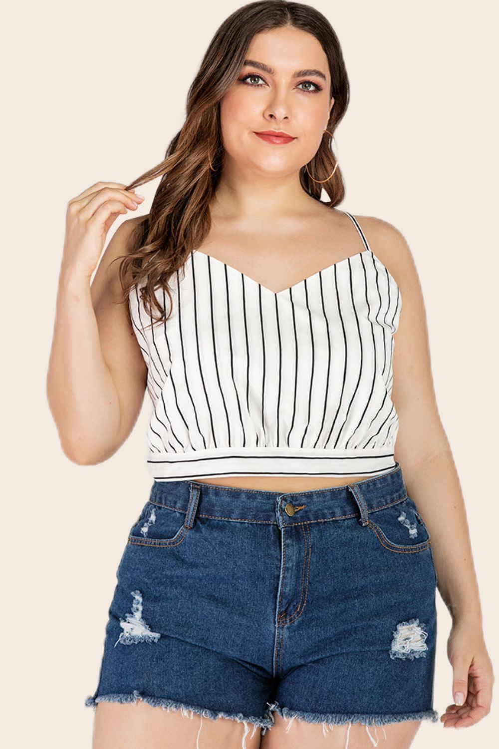 Striped Tie-Back Cropped Cami