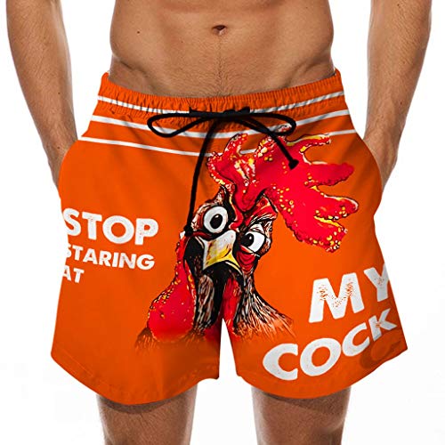 Men's Funny Rooster Swim Trunks