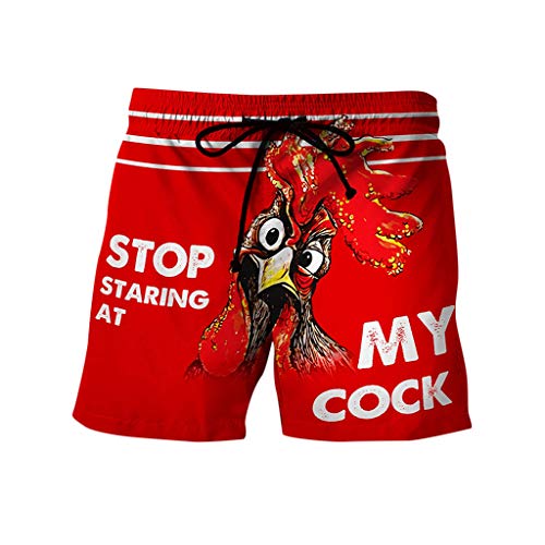 Men's Funny Rooster Swim Trunks