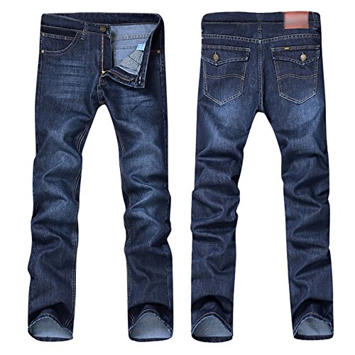 Mens Biker Jeans Casual Fit Straight Leg Denim