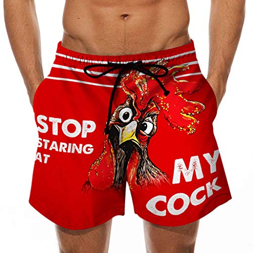 Men's Funny Rooster Swim Trunks