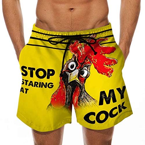 Men's Funny Rooster Swim Trunks