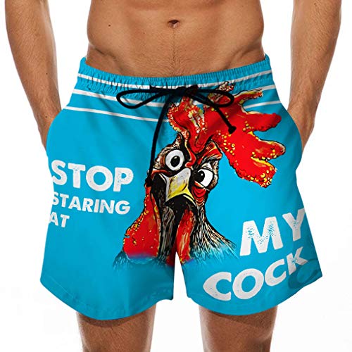 Men's Funny Rooster Swim Trunks