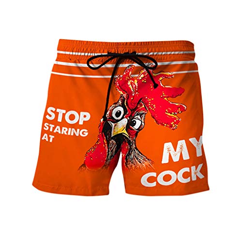 Men's Funny Rooster Swim Trunks