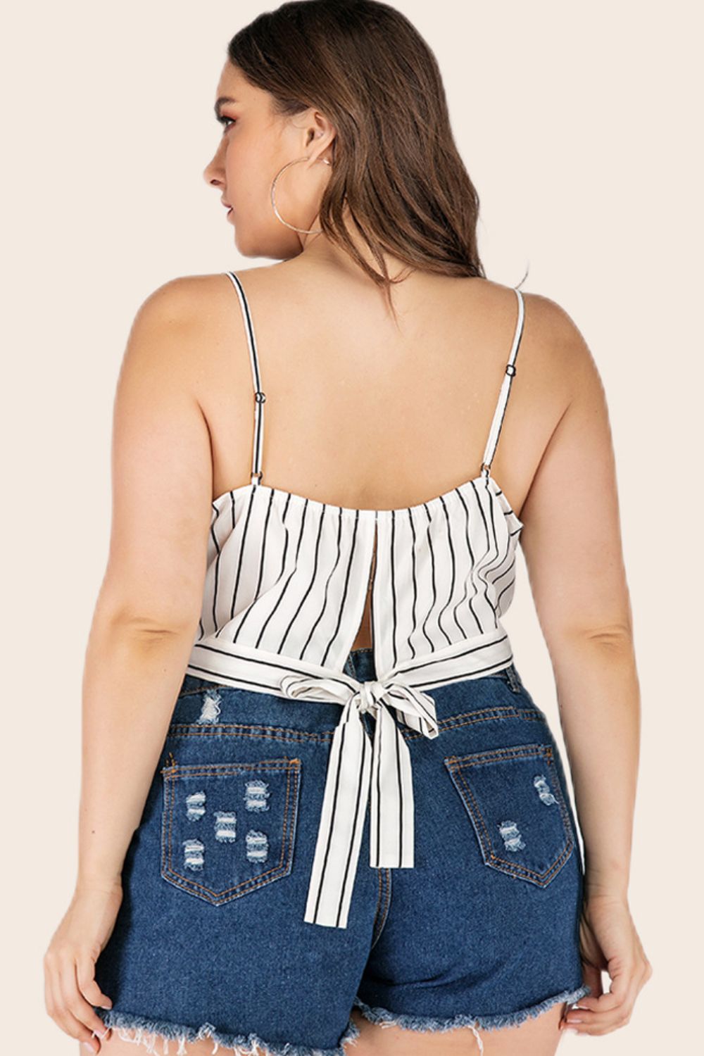 Striped Tie-Back Cropped Cami