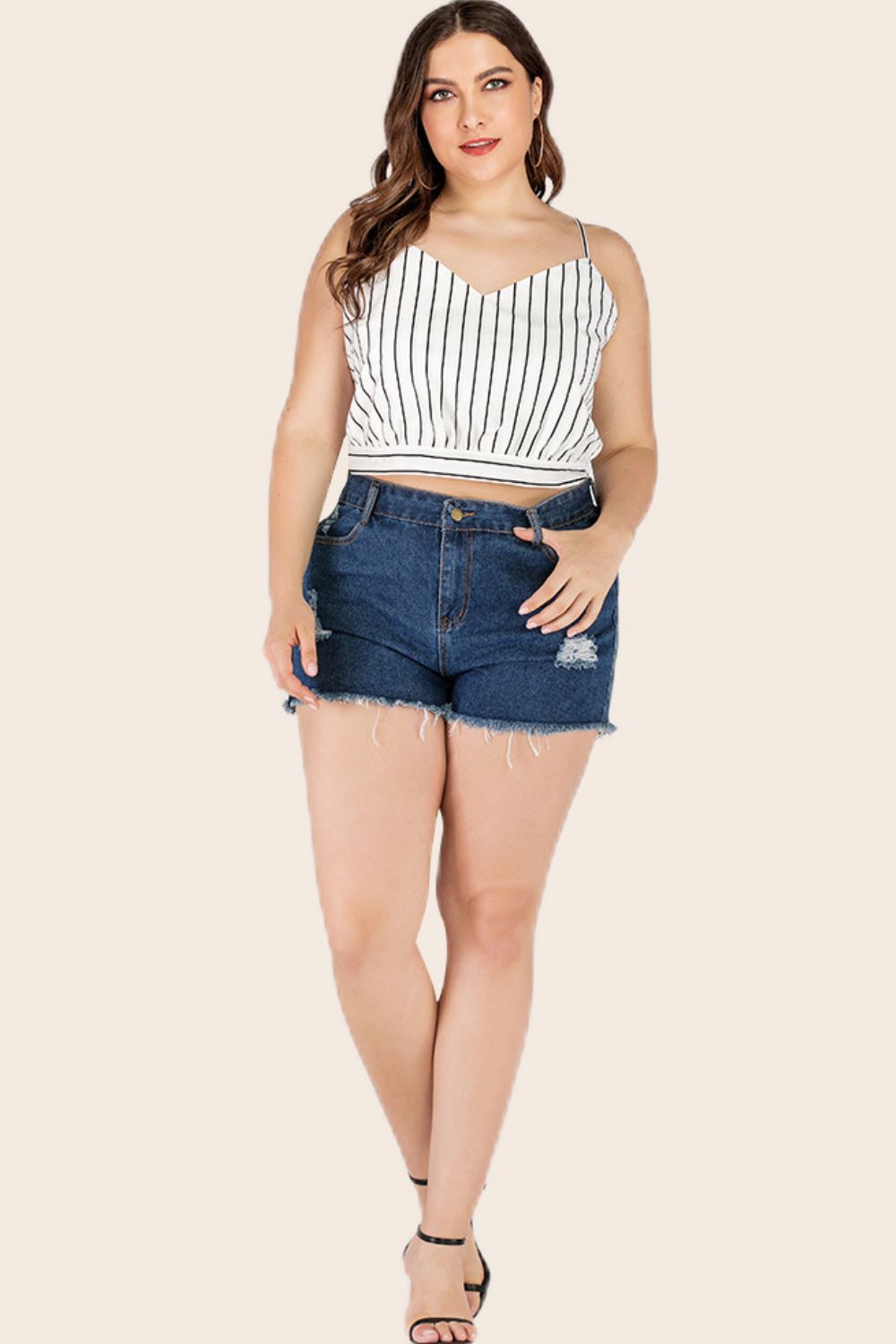 Striped Tie-Back Cropped Cami