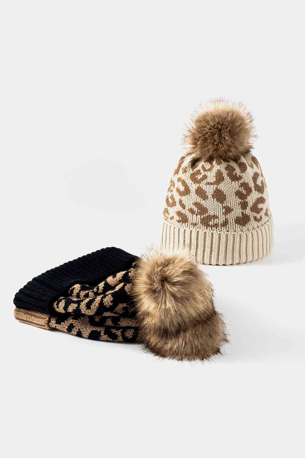 Leopard Pom-Pom Beanie