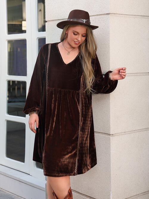 V-Neck Velvet Dress