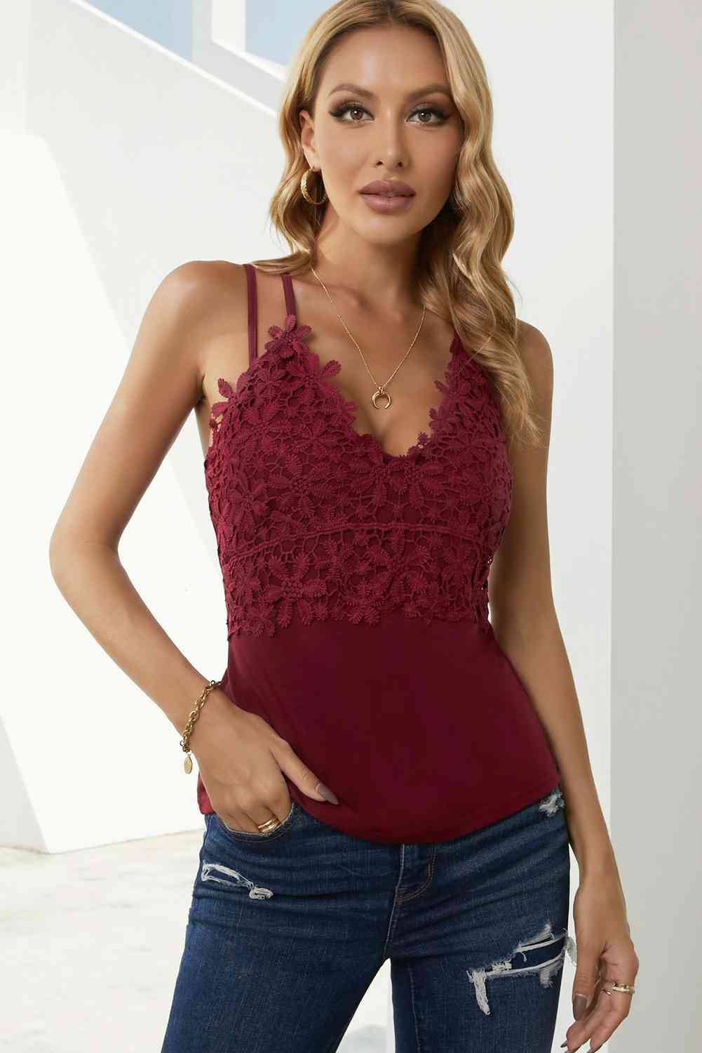 Lace Spaghetti Strap Cami Top