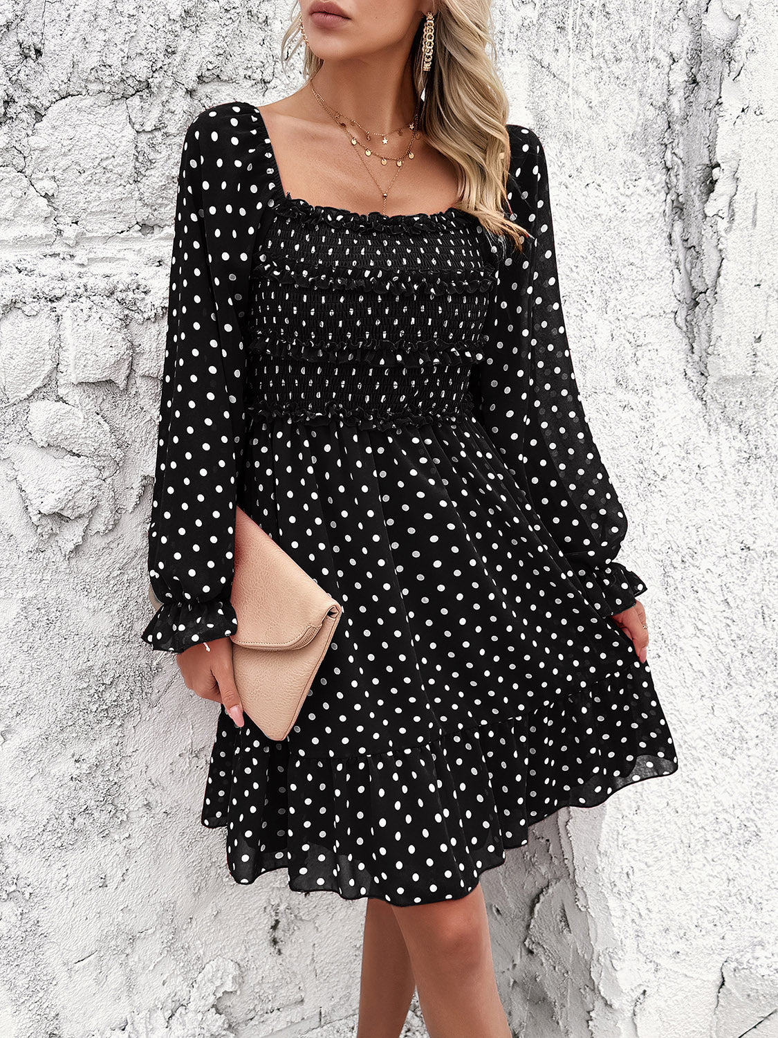 Polka Dot Long Sleeve Dress