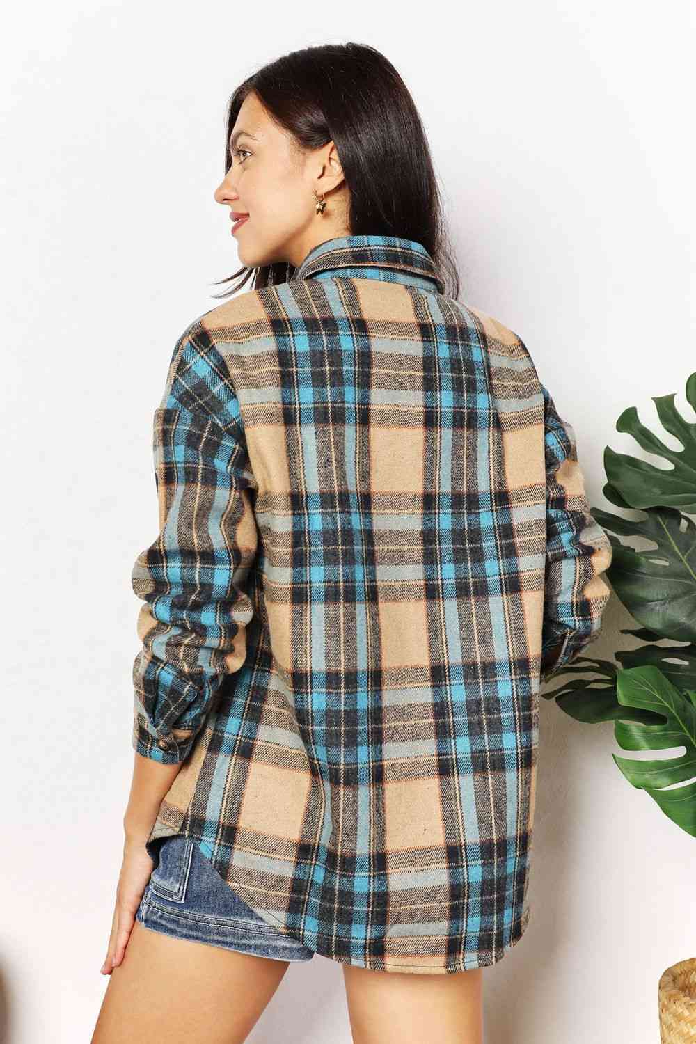 Plaid Shirt Jacket with Breast Pockets