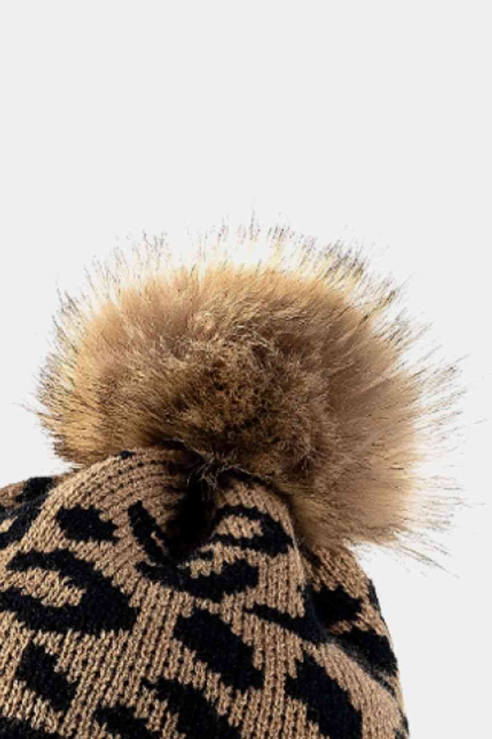 Leopard Pom-Pom Beanie