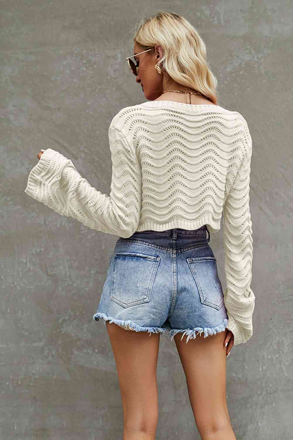 Cropped Openwork Sweater