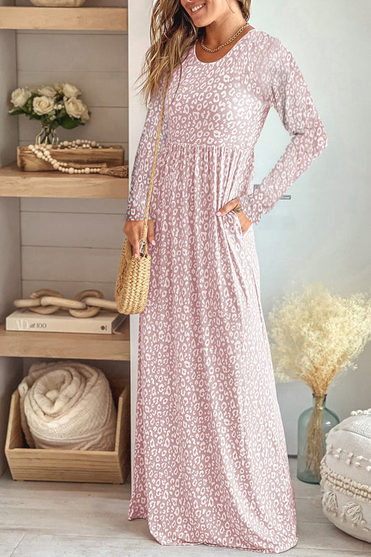 Leopard Long Sleeve Maxi Dress