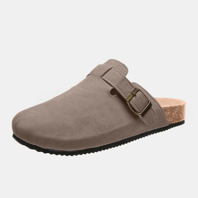 Suede Closed Toe Buckle Slides