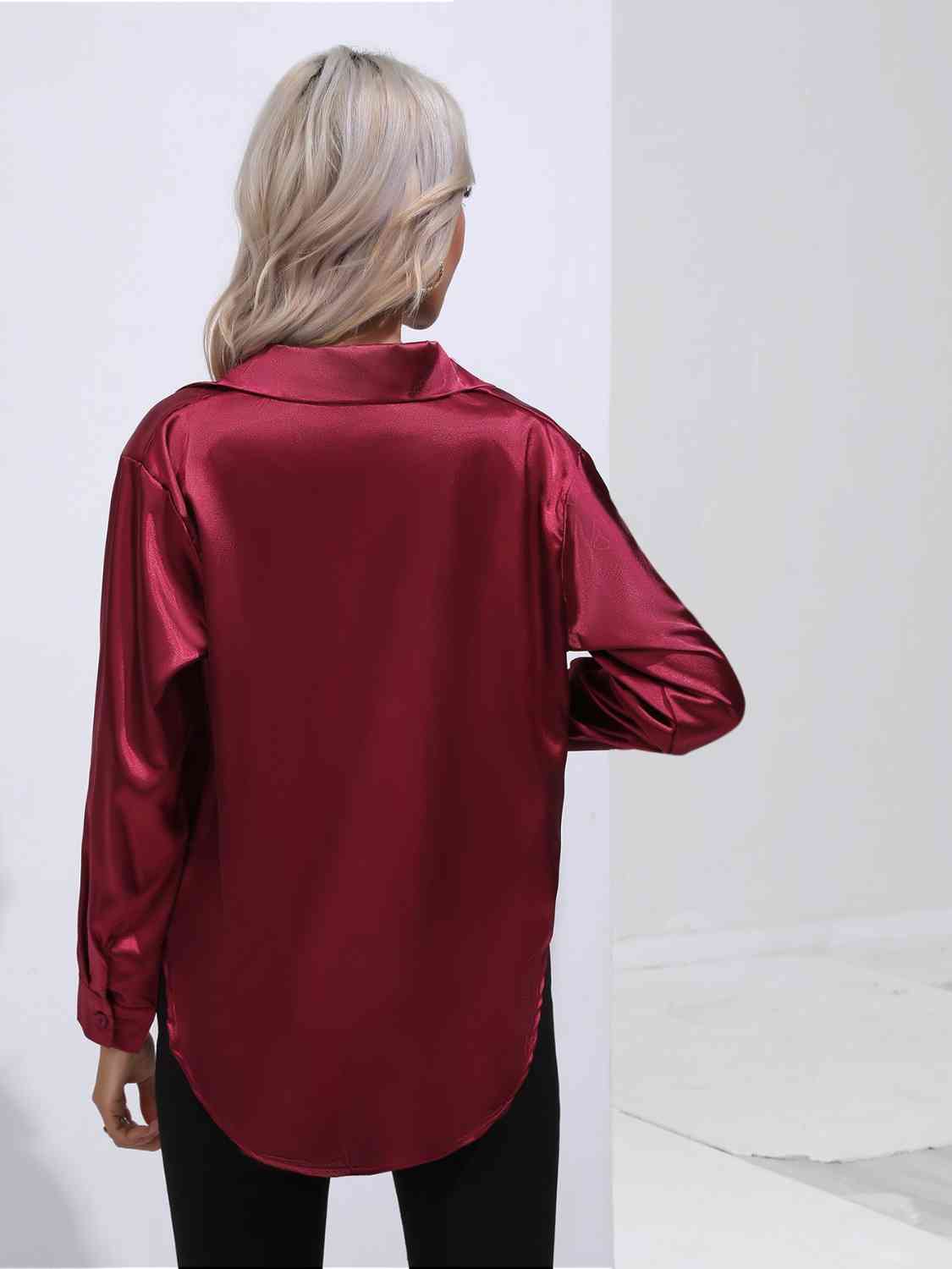 Solid Color Buttoned Long Sleeve Shirt