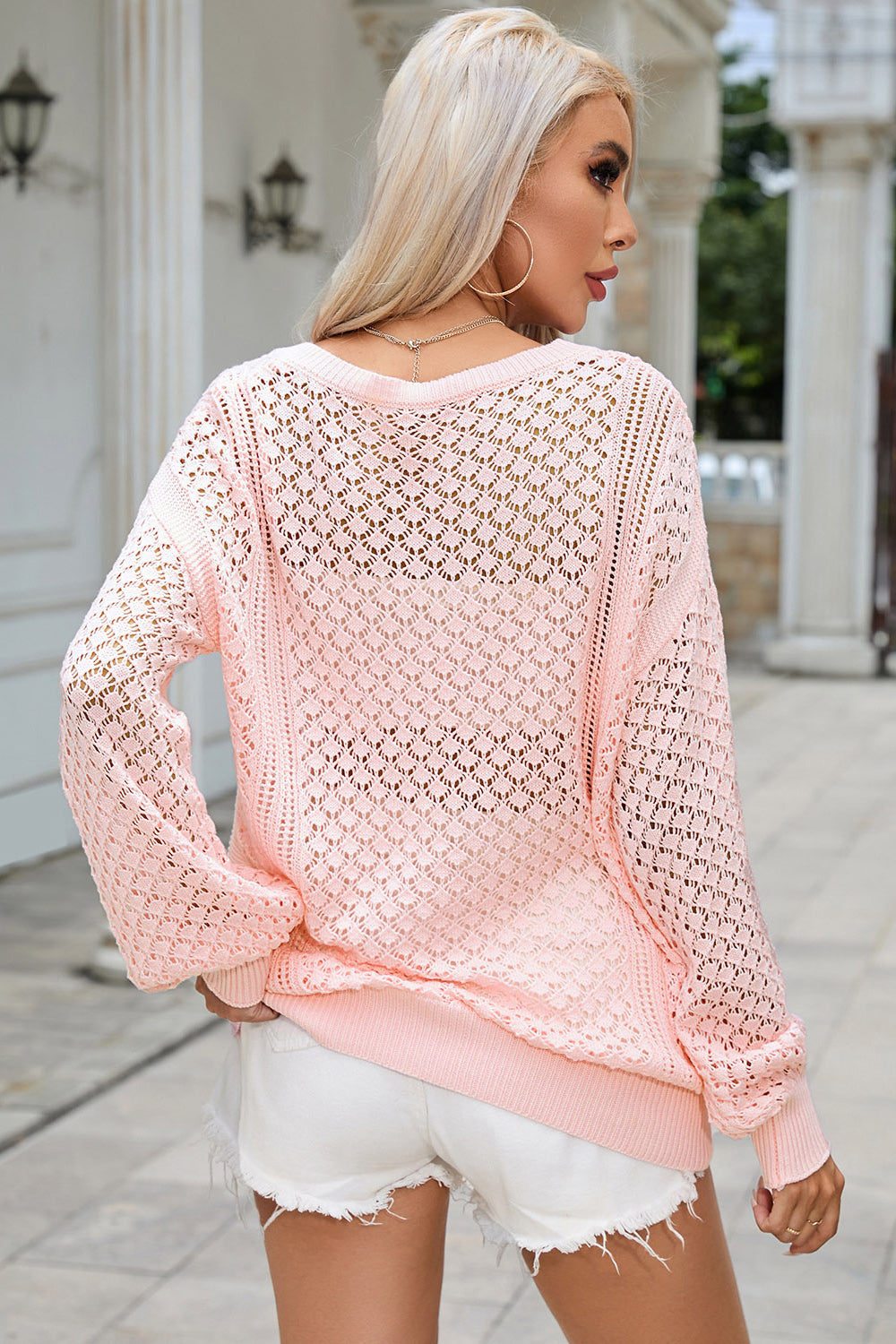 V-Neck Pink Sweater