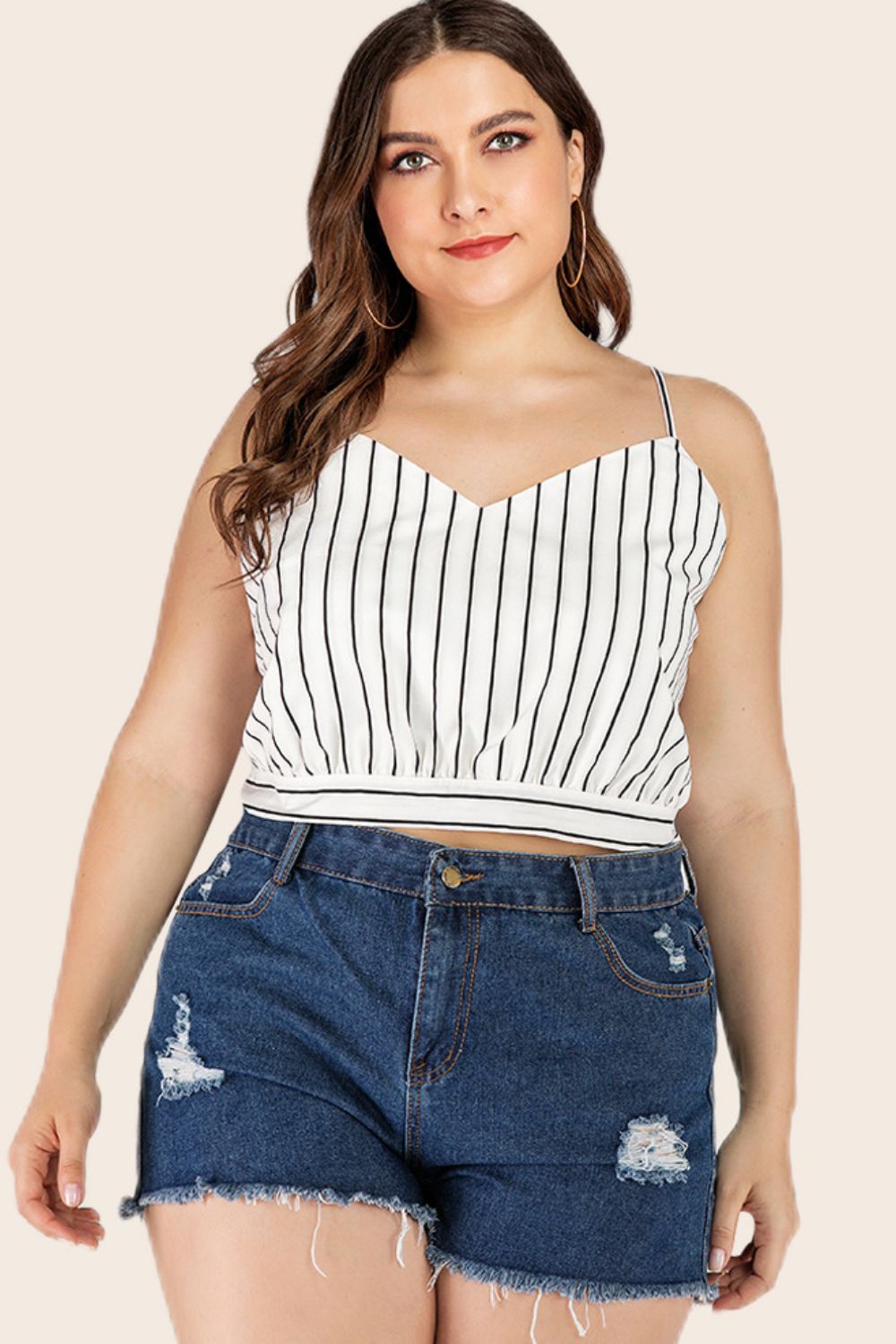 Striped Tie-Back Cropped Cami